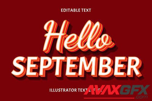 Vector hello september editable text effect
