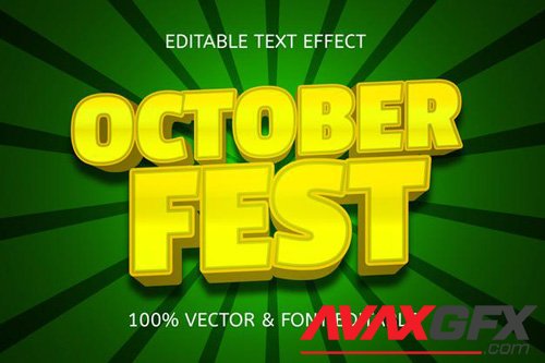 October fest vector 3d editable text effect