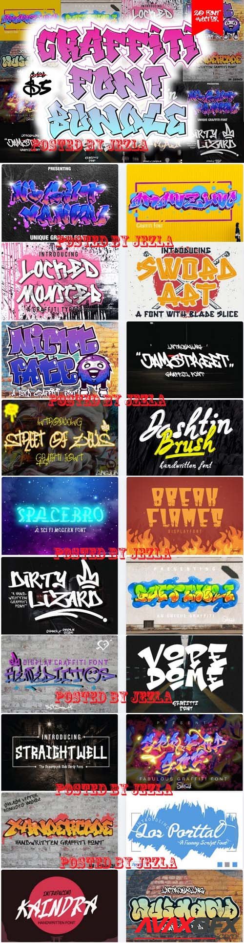 Graffiti Font Bundle - 20 Premium Fonts