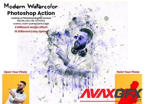 Modern Watercolor Photoshop Action - 5741401