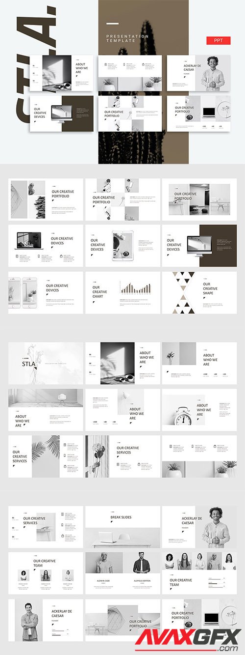 STLA Black and White Powerpoint, Keynote and Google Slides Template