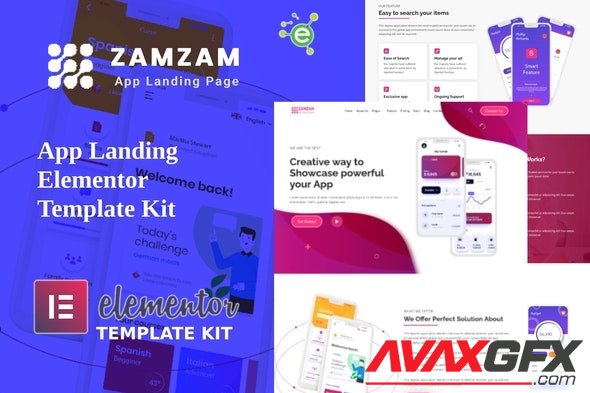 ThemeForest - Zamzam v1.0.0 - App Landing Elementor Template Kit - 33042980