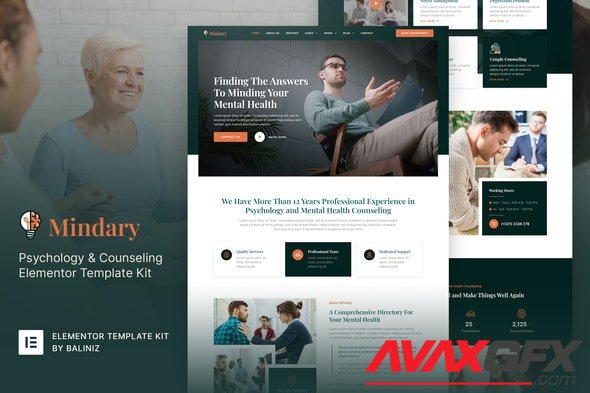 ThemeForest - Mindary v1.0.0 - Psychology & Counseling Elementor Template Kit - 33065207