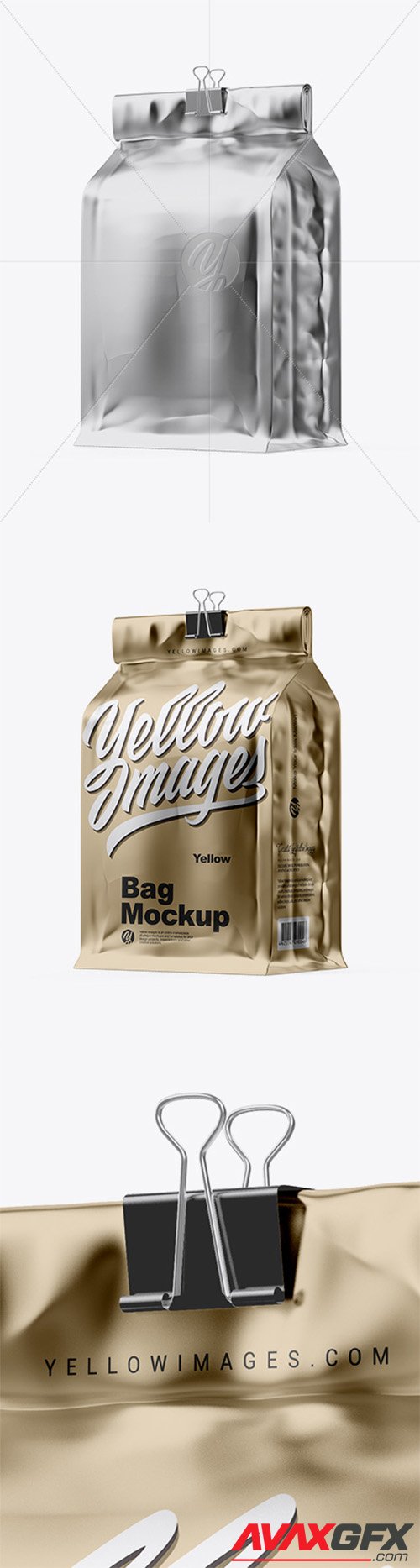 Metallic Coffee Bag With Clip Mockup - Half Side View 31393