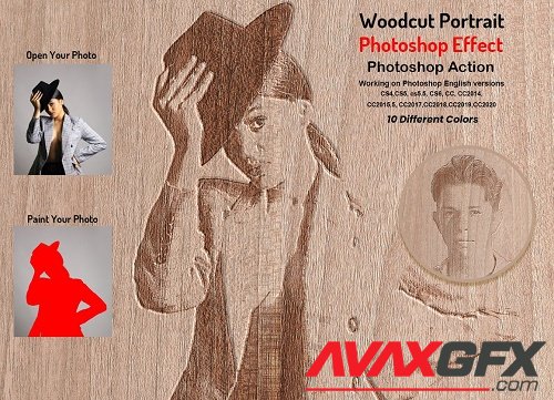 Woodcut Portrait Photo Effect - 5826815