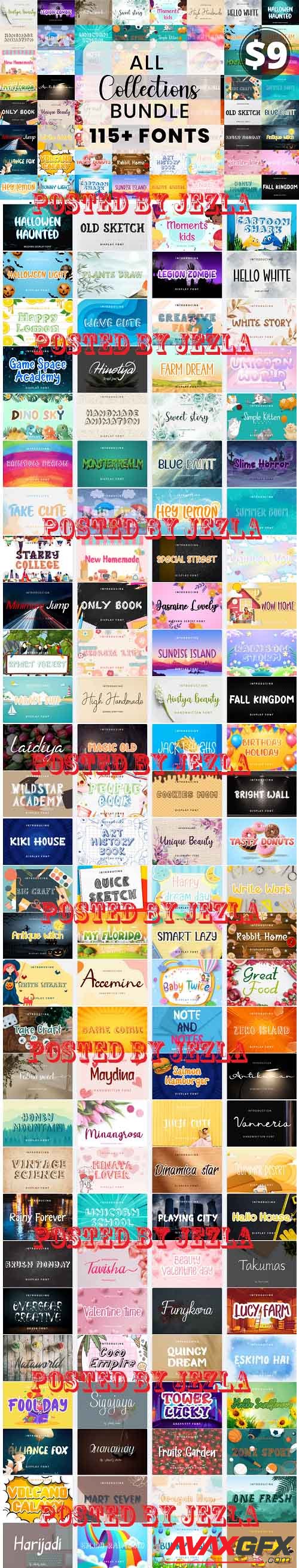 All Fonts Bundle Collection -  116 Premium Fonts