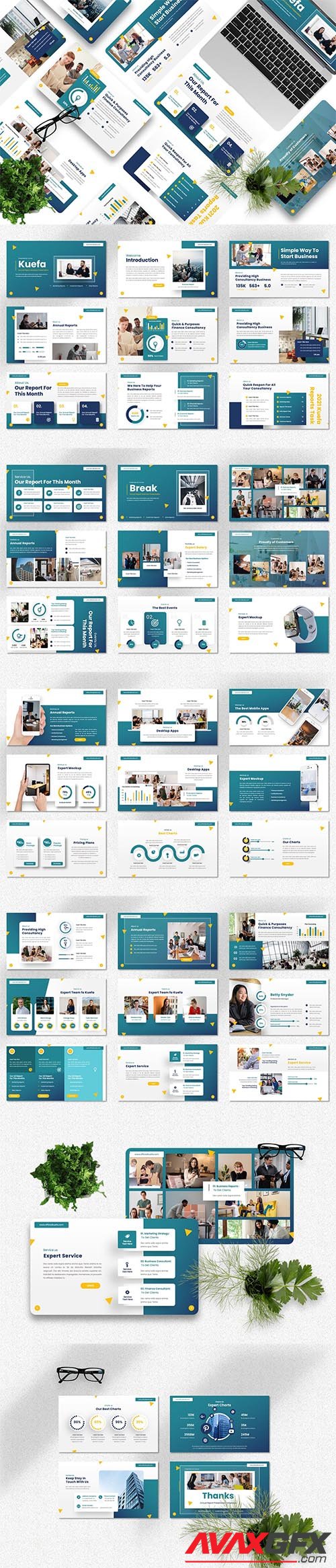 Kuefa - Annual Report Powerpoint, Keynote and Google Slides Template