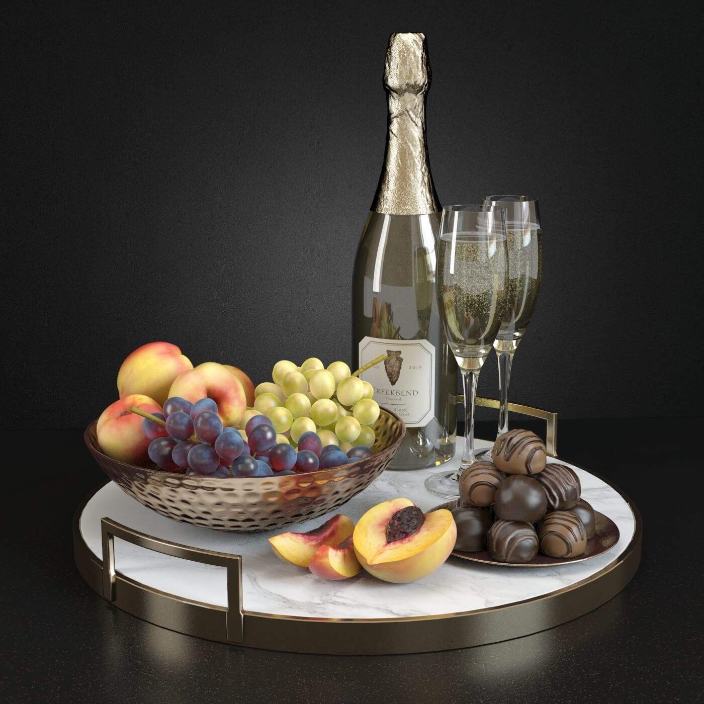 Champagne and fruits
