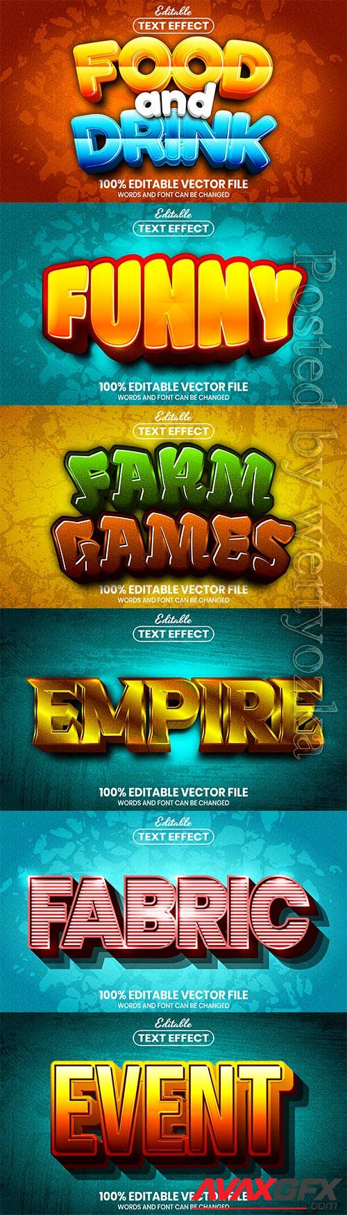 3d editable text style effect vector vol 623