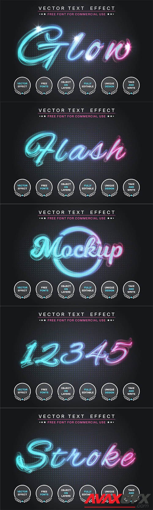 Glow stroke - editable text effect, font style