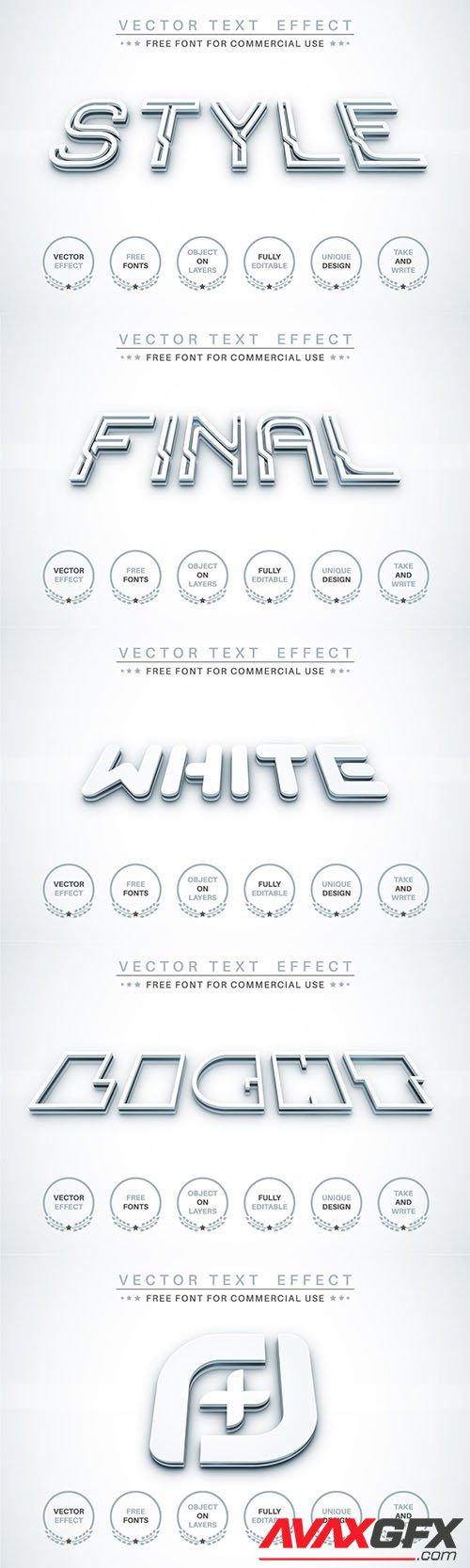 3D White - editable text effect, font style