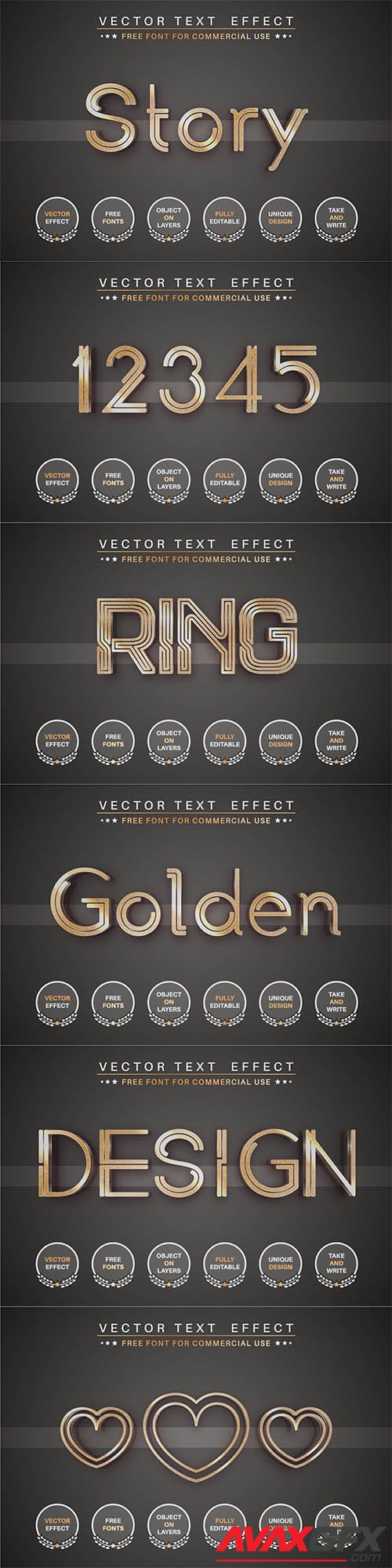Golden story - editable text effect, font style