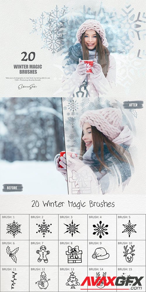 20 Winter Magic Photoshop Brushes