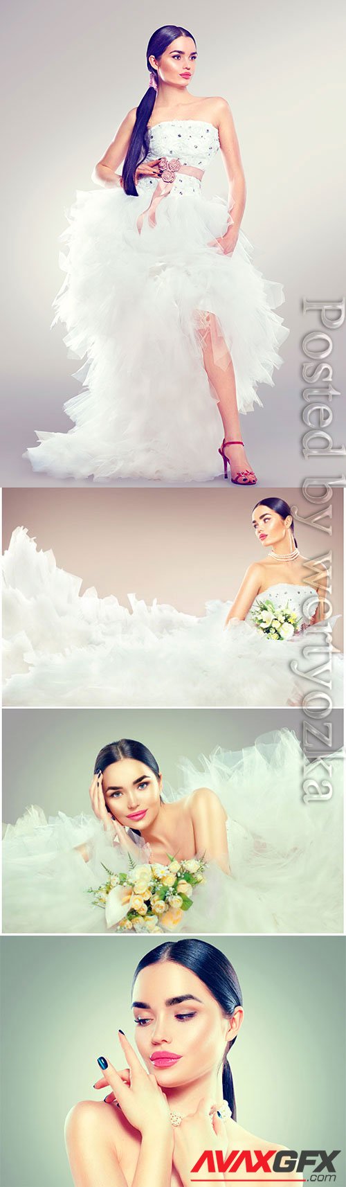 Bride in fashionable wedding dress stock photo