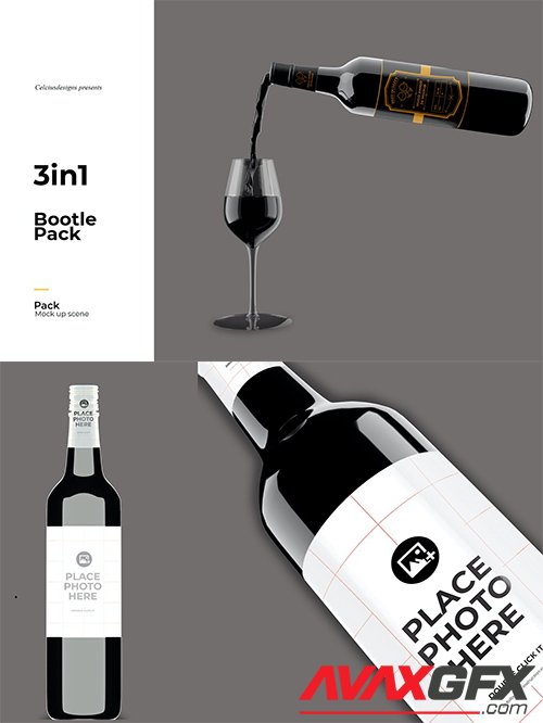 3D Wine Bottle Mock Up RW5MHU2