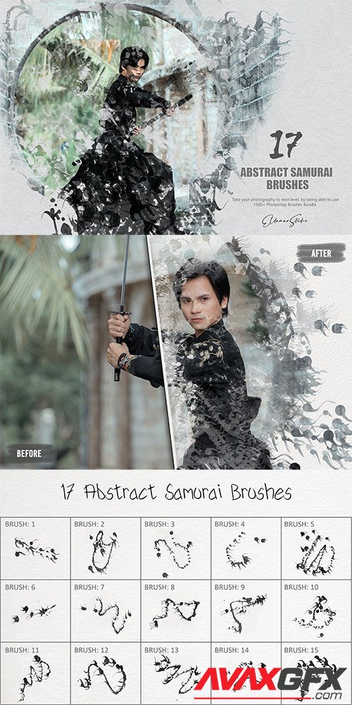 17 Abstract Samurai Photoshop Brushes