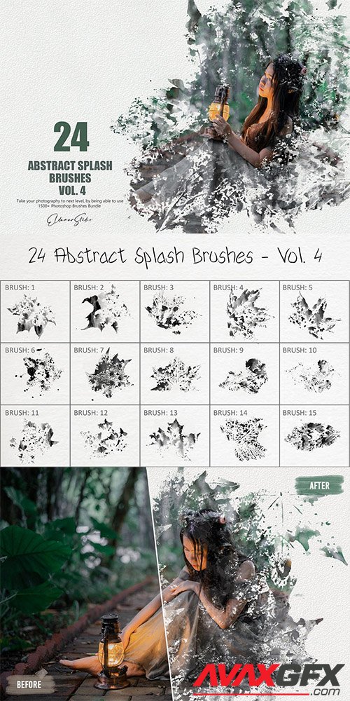 24 Abstract Splash Brushes - Vol. 4