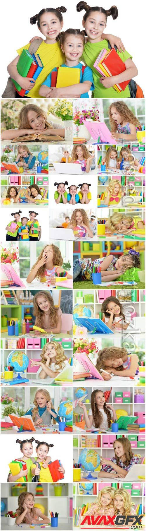 Children with books stock photo