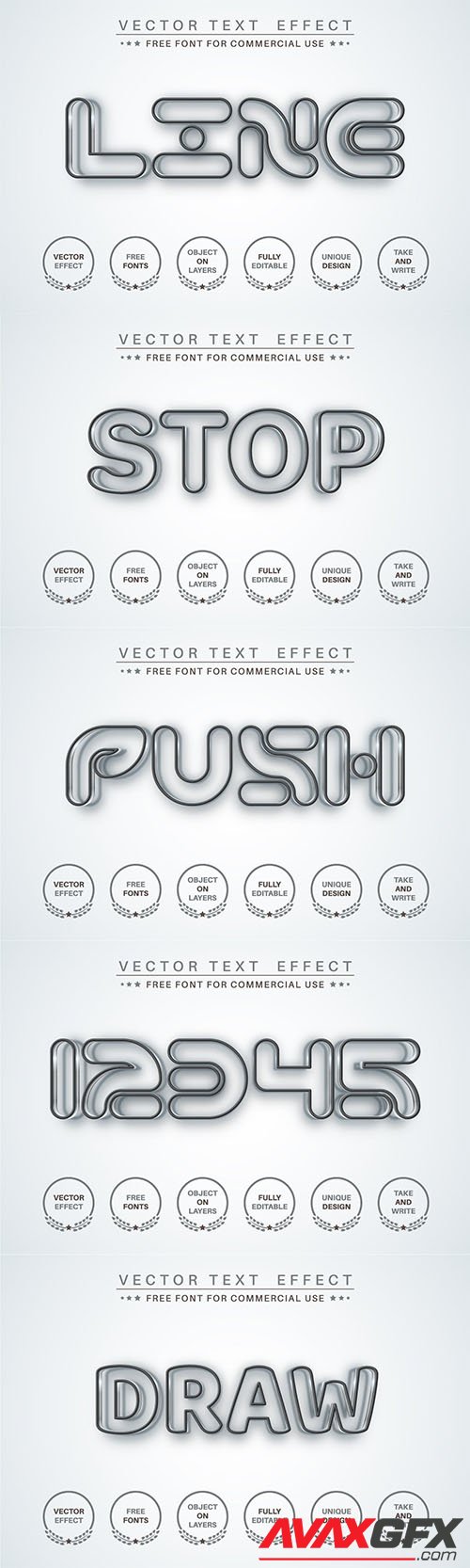 Line - editable text effect, font style