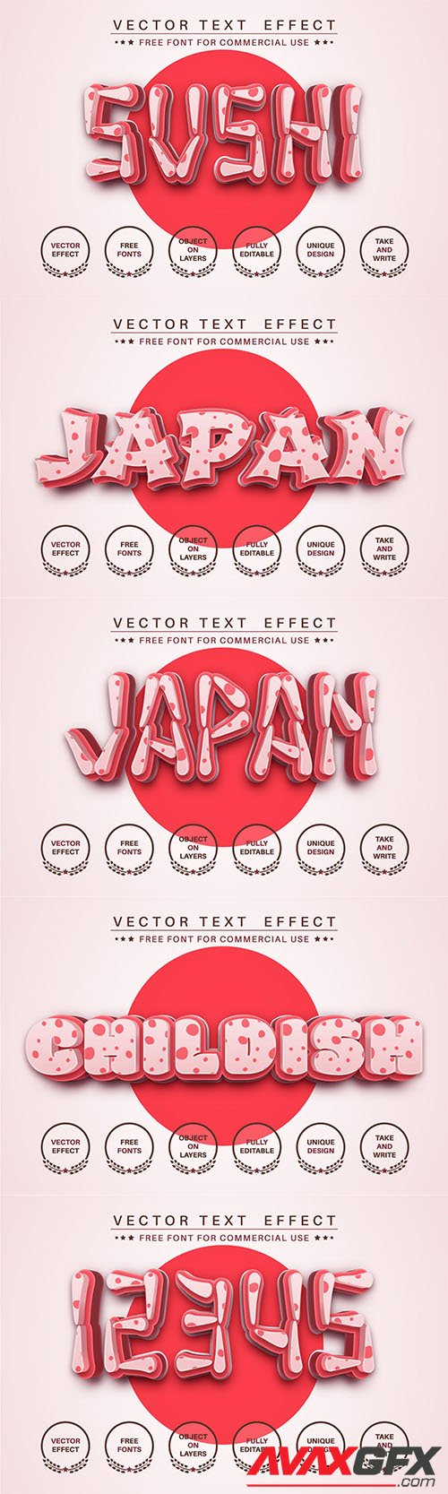 Sushi - editable text effect, font style