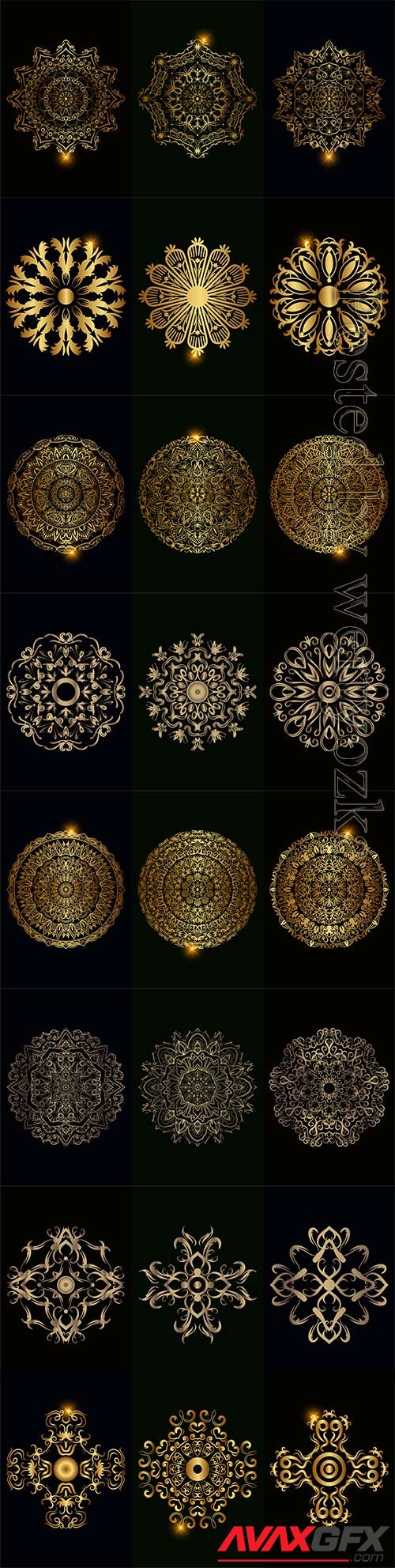 Collection of mandala ornament or flower vector