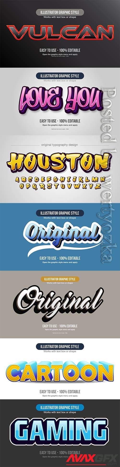 3d editable text style effect vector vol 654