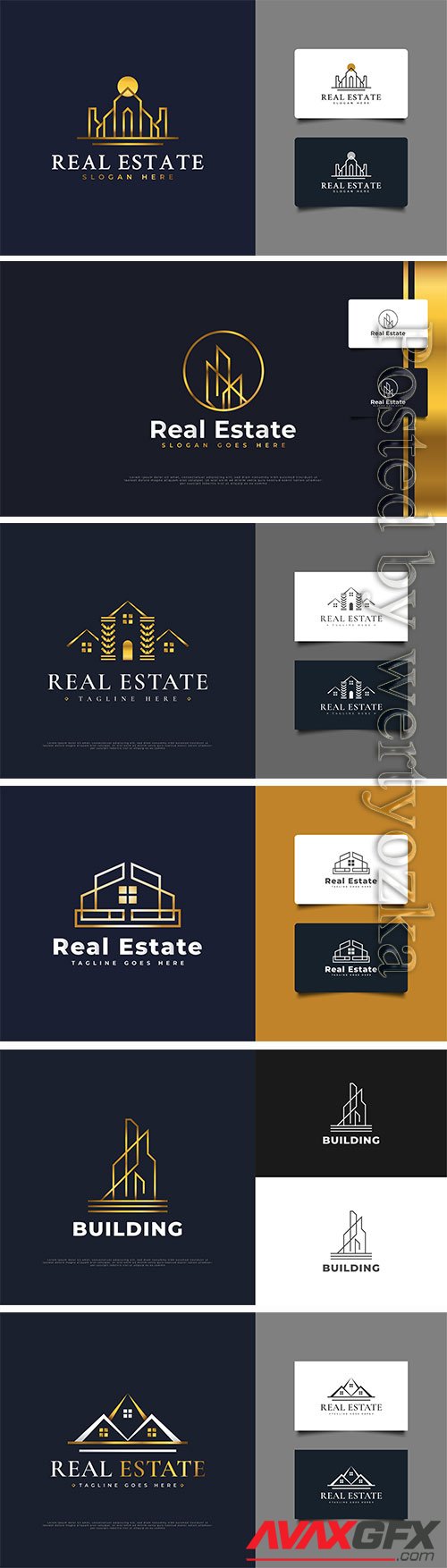 Luxury real estate logo vector design in white and gold