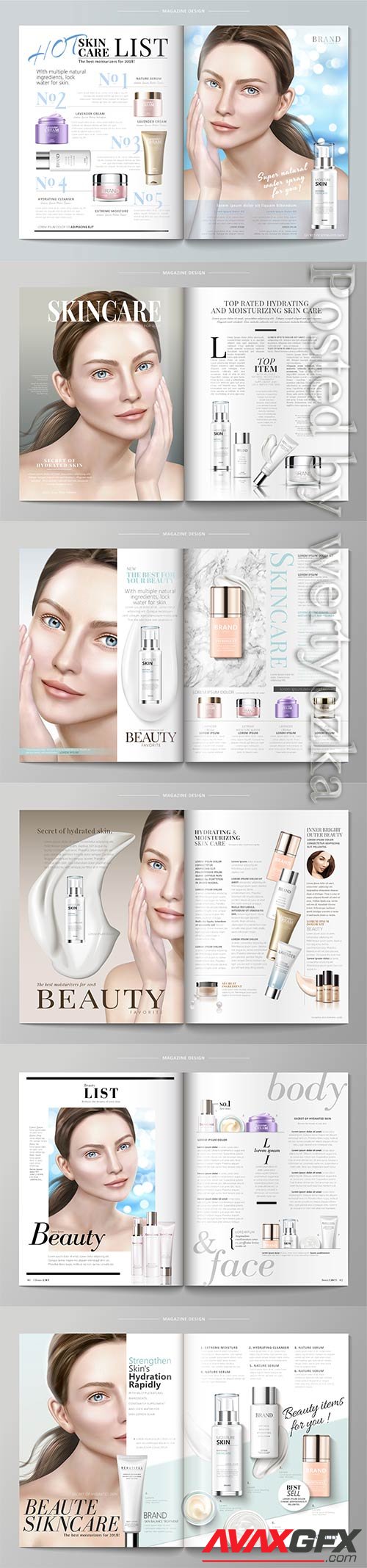 Elegant skin care magazine vector template