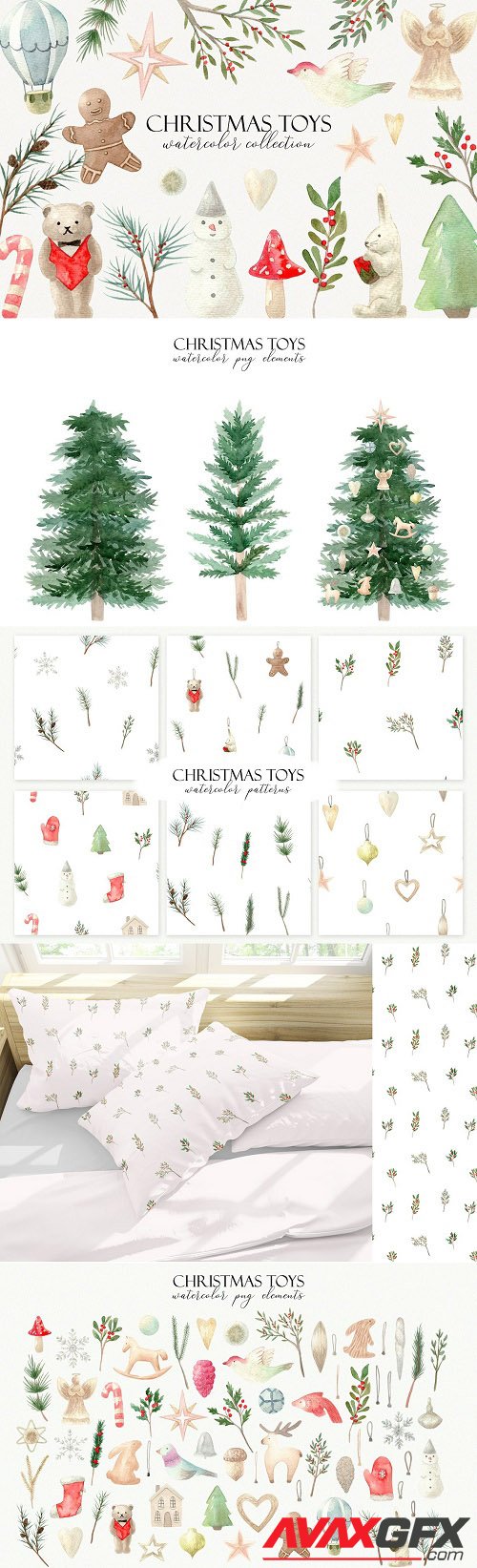 Watercolor Christmas Toys Collection - 6322386