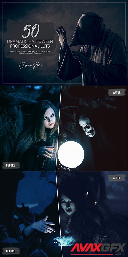 50 Dramatic Halloween LUTs and Presets Pack