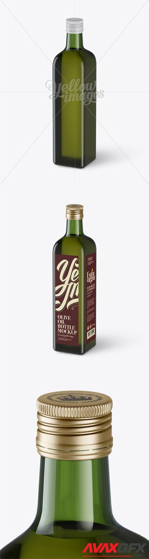 0.75L Green Glass Olive Oil Bottle Mockup - Halfside view (High-Angle Shot) 13927