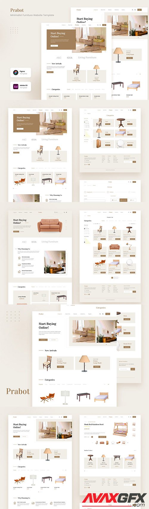 Prabot - Minimalist Furniture Website UI Template