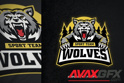 Wolf Mascot Logo Template 6PQL4V4