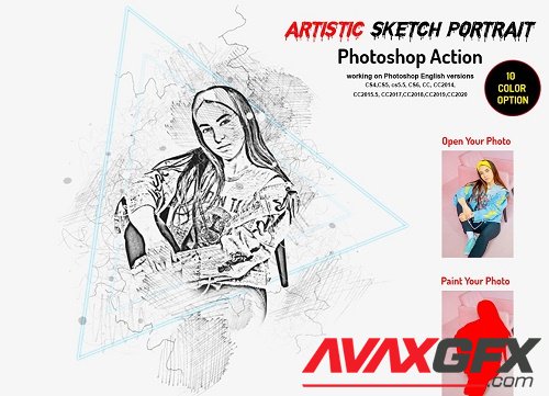 Artistic Sketch Portrait Action - 6229363