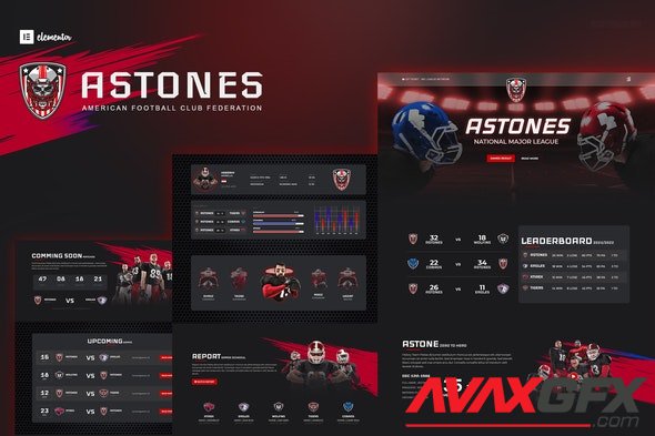 ThemeForest - Astones v1.0.0 - American Football Team & Sports Elementor Template Kit - 33211733