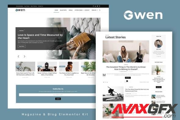 ThemeForest - Gwen v1.0.0 - Blog & Magazine Elementor Template Kit - 33097738