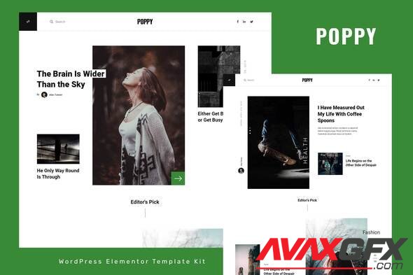 ThemeForest - Poppy v1.0.0 - Blog & Magazine Elementor Template Kit - 33138768