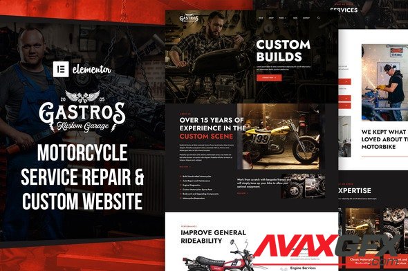 ThemeForest - Gastros Garage v1.0.0 - Motorcycle Service Repair Elementor Template Kit - 33101577