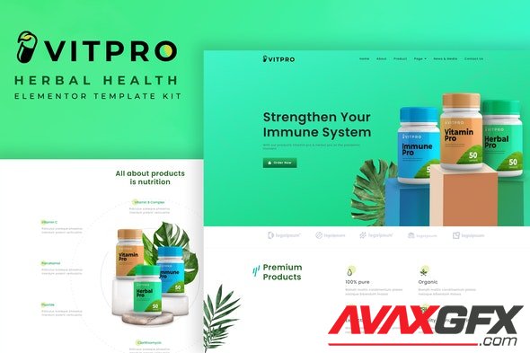 ThemeForest - Vitpro v1.0.0 - Herbal Health Elementor Template kit - 33084136