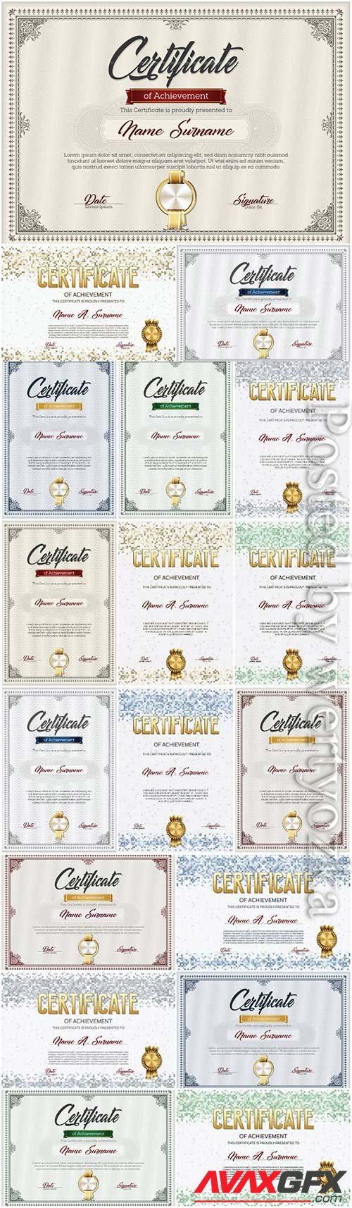 Vintage certificates and diplomas with ornaments in vector