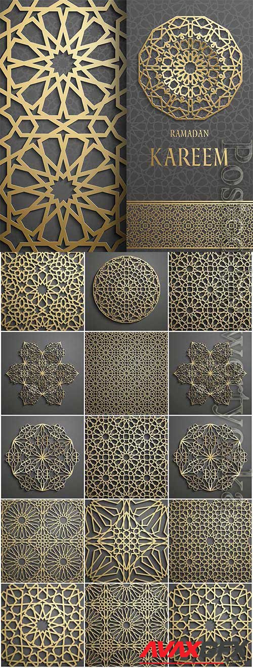 Islamic golden patterns, ramadan in vector