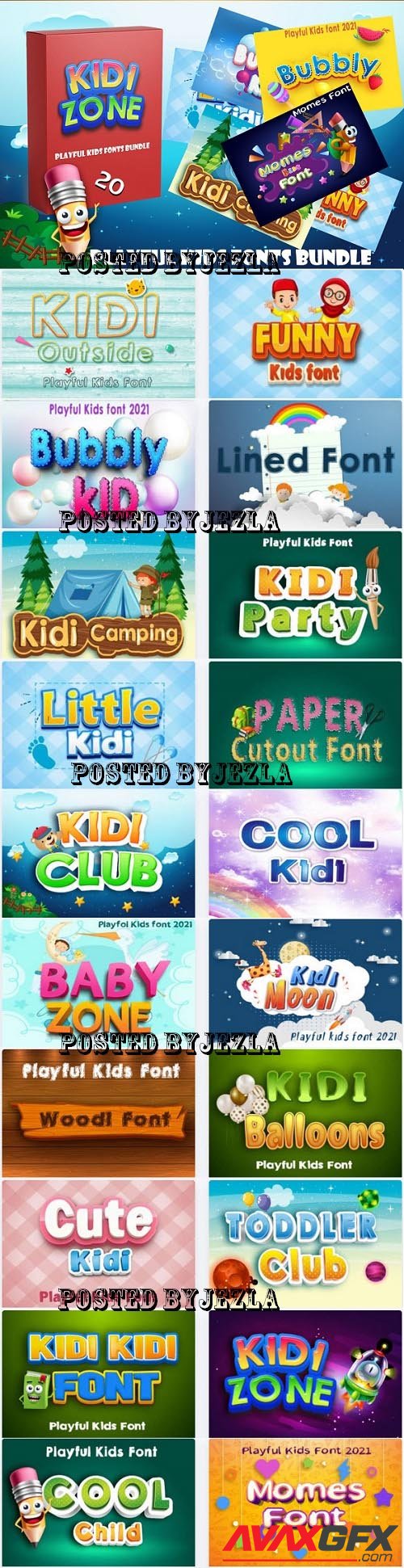 Playful Kids Fonts Bundle - 20 Premium Fonts