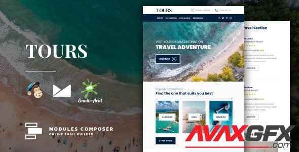 ThemeForest - Tours v1.0 - Responsive Email for Hotels, Booking & Traveling with Online Builder - 33123624