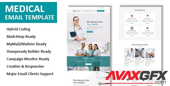 ThemeForest - Medical v1.0 - Multipurpose Responsive Email Template with Online StampReady & Mailchimp Builders - 22373492