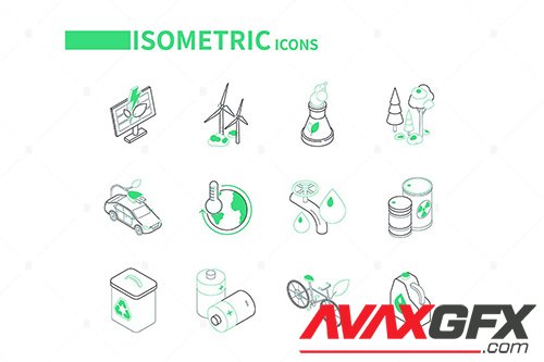 Eco Lifestyle - Line Isometric Icons BRG4PAF