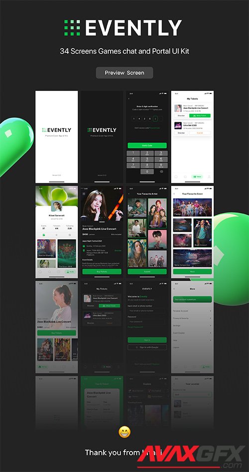 Evently - Event & Tickets App UI Kit