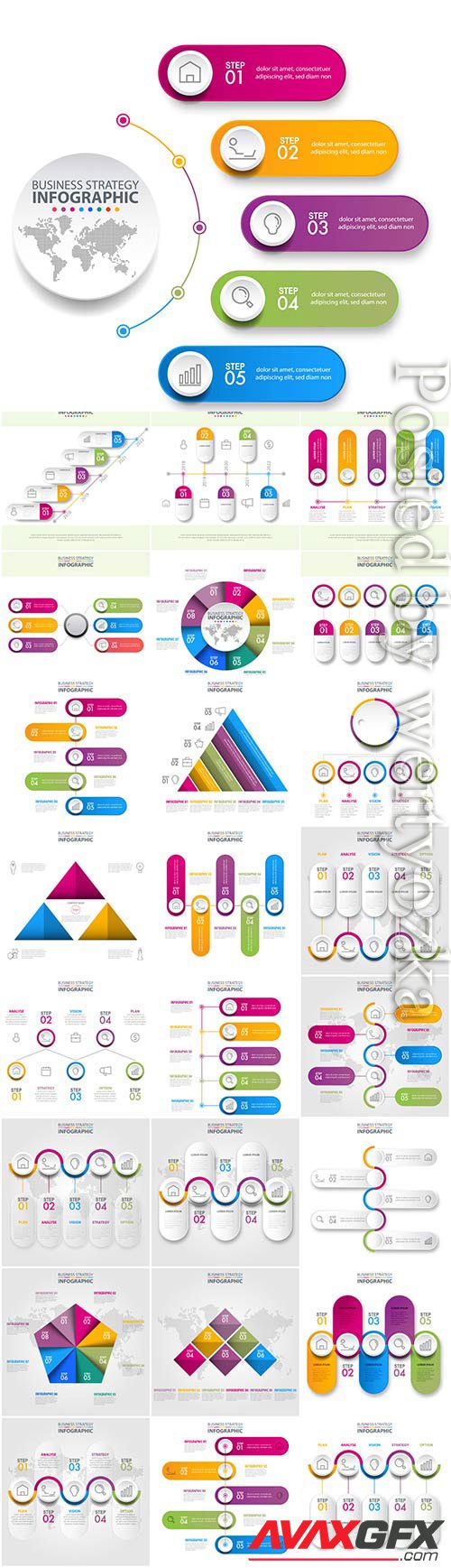 Infographics set illustrations in vector