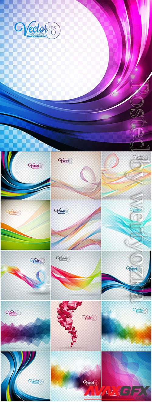 Colored abstract lines on transparent background in vector