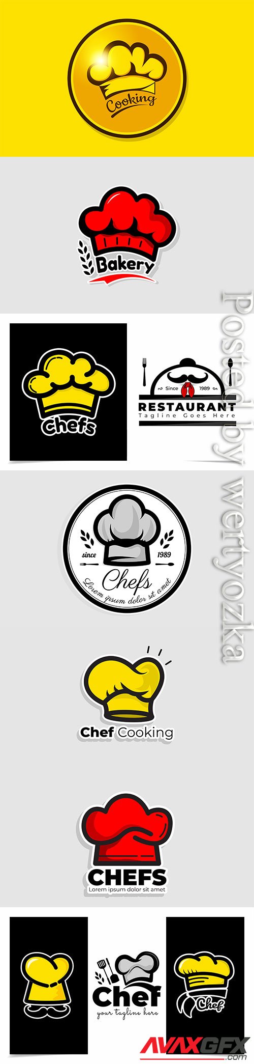 Chef hat logo template, vector restaurant logo design inspiration