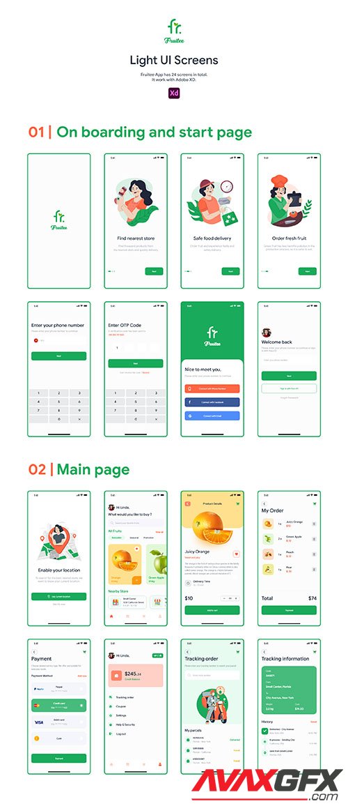 Fruitee - Fresh Fruit Shopping App UI Kit